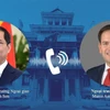 Phó Thủ tướng Chính phủ, Bộ trưởng Ngoại giao Bùi Thanh Sơn điện đàm với Ngoại trưởng Hoa Kỳ Marco Rubio. (Ảnh: TTXVN phát)