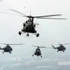 Đội hình bay đang luyện tập. (Ảnh: Trọng Đức/TTXVN)
