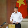 Thủ tướng Lê Minh Hưng phát biểu tại buổi làm việc với lãnh đạo Ngân hàng Nhà nước. (Ảnh: Dương Giang/TTXVN)
