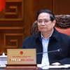 Thủ tướng Phạm Minh Chính chủ trì cuộc họp đẩy nhanh tiến độ dự án Cảng Hàng không Quốc tế Long Thành. (Ảnh: Dương Giang/TTXVN)