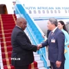 Tổng thống nước Cộng hòa Nam Phi Matamela Cyril Ramaphosa đến Hà Nội, bắt đầu thăm cấp Nhà nước đến Việt Nam. (Ảnh: Văn Điệp/TTXVN)