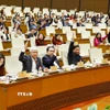 Chủ tịch Quốc hội Trần Thanh Mẫn và đại biểu biểu quyết. (Ảnh: Doãn Tấn/TTXVN)