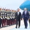 Lễ đón Tổng Bí thư Tô Lâm và Phu nhân tại Sân bay quân sự Halim Perdanakusuma, Jakarta. (Ảnh: Thống Nhất/TTXVN)