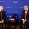 Tổng thống Mỹ Donald Trump và người đồng cấp Nga Vladimir Putin tại phòng họp ở bang Alaska (Mỹ). (Nguồn: Reuters)