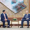 Thủ tướng Phạm Minh Chính hội kiến Tổng thống Algeria Abdelmadjid Tebboune. (Ảnh: Dương Giang/TTXVN)