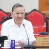 Tổng Bí thư Tô Lâm phát biểu tại cuộc làm việc của Bộ Chính trị với Ban Thường vụ Đảng ủy Mặt trận Tổ quốc, các đoàn thể Trung ương. (Ảnh: Thống Nhất/TTXVN)