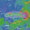 Hướng di chuyển của bão Ragasa từ hệ thống giám sát thiên tai Việt Nam. (Ảnh: TTXVN phát)