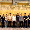 Các đối tượng tại cơ quan công an. (Nguồn: Công an tỉnh Hưng Yên)