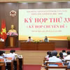 Quang cảnh Kỳ họp Hội đồng Nhân dân tỉnh Quảng Ngãi. (Ảnh: Đinh Hương/TTXVN)