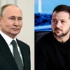 Tổng thống Nga Vladimir Putin (trái) và Tổng thống Ukraine Volodymyr Zelensky. (Ảnh: NBC News)