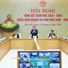 Thủ tướng Phạm Minh Chính chủ trì Hội nghị Tổng kết năm học 2024-2025 và triển khai nhiệm vụ năm học 2025-2026. (Ảnh: Dương Giang/TTXVN)