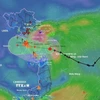 Hướng di chuyển của bão số 6 lúc 7 giờ ngày 30/8 từ hệ thống giám sát thiên tại Việt Nam. (Ảnh: TTXVN phát)