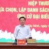 Ông Nguyễn Thanh Hải, Phó Bí thư Tỉnh ủy, Chủ tịch Ủy ban Mặt trận Tổ quốc Việt Nam tỉnh Tây Ninh phát biểu tại hội nghị. (Ảnh: Bùi Giang/TTXVN)
