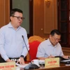 Ông Lê Quốc Minh, Ủy viên Trung ương Đảng, Tổng Biên tập báo Nhân Dân phát biểu tại buổi làm việc. (Ảnh: Thành Phương/TTXVN)
