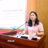 Vụ trưởng Vụ Thông tin và Thư viện của Quốc hội Hoàng Thị Lan Nhung thông tin về Kỳ họp không thường lệ thứ nhất, Quốc hội khóa XVI. (Ảnh: Phạm Kiên/TTXVN)
