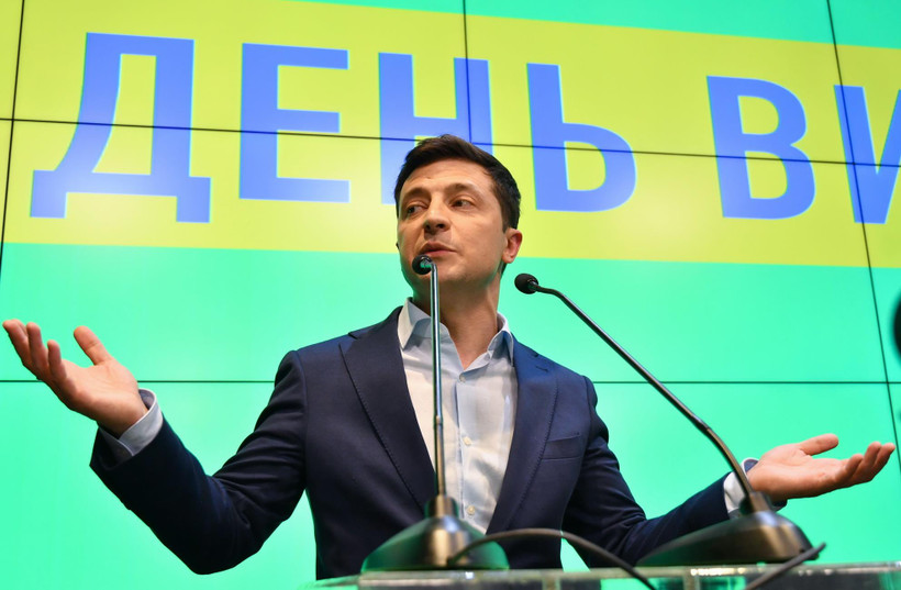 Tổng thống đắc cử Volodymyr Zelenskiy tại cuộc họp báo ở Kiev, Ukraine. (Ảnh: AFP/TTXVN)