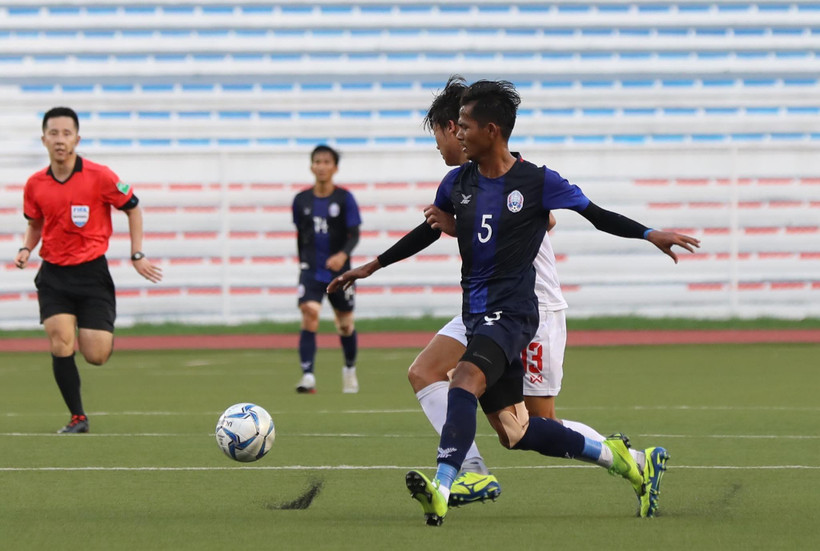 U22 Campuchia lỡ tấm huy chương lịch sử. (Ảnh: Vietnam+)