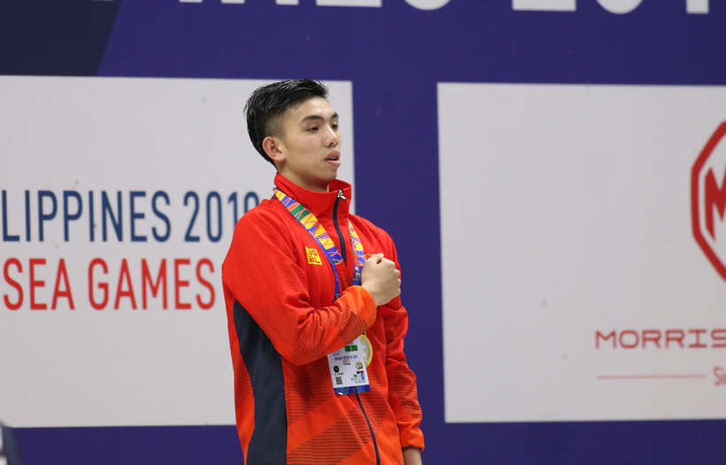 Huy Hoàng giành huy chương Vàng 1.500m. (Ảnh: Vietnam+)