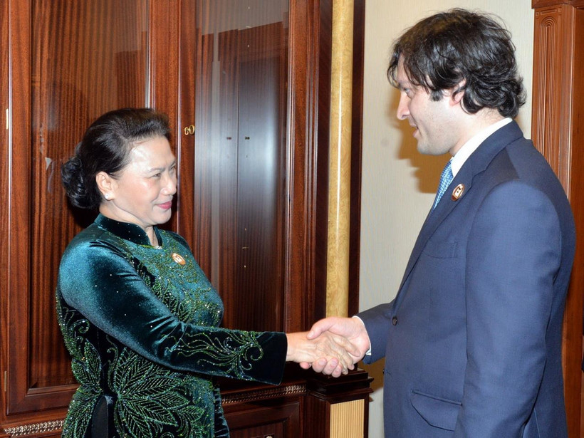 Chủ tịch Quốc hội Nguyễn Thị Kim Ngân hội kiến Chủ tịch Quốc hội Gruzia. (Ảnh: Trọng Đức/TTXVN)