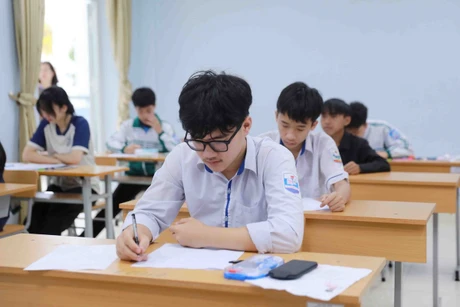 Thí sinh làm bài thi. (Ảnh: Quý Trung/TTXVN)