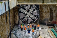 Máy đào hầm với tên gọi “Thần tốc”, đã chính thức về đích tại ga S12-ga Hà Nội. (Ảnh: MRB cung cấp)