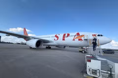 Tàu bay thân rộng Airbus A330 của Hãng hàng không Sun PhuQuoc Airways. (Ảnh: PV/Vietnam+)
