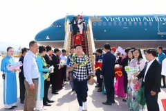 Vietnam Airlines khai trương đường bay Thành phố Hồ Chí Minh-Điện Biên. (Ảnh: PV/Vietnam+)