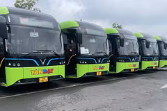 Từ đầu năm đến nay, Tổng công ty Vận tải Hà Nội đã đưa vào khai thác thêm 281 xe buýt điện mới trên nhiều tuyến. (Ảnh: PV/Vietnam+)