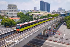 Dự án đường sắt đô thị đoạn Nhổn-Ga Hà Nội đã khai thác đoạn trên cao từ Nhổn-Cầu Giấy. (Ảnh: Hoài Nam/Vietnam+)