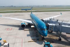 Máy bay của Hãng hàng không Vietnam Airlines tại một sân bay địa phương. (Ản: PV/Vietnam+)