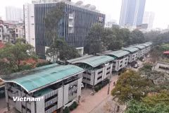 Điểm trông giữ xe thông minh bằng hệ thống giàn thép tại phố Nguyễn Công Hoan, thành phố Hà Nội. (Ảnh: Việt Hùng/Vietnam+)