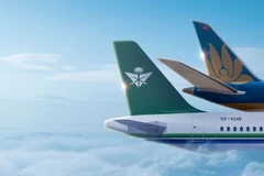 Thương hiệu nhận diện máy bay của hai Hãng hàng không Vietnam Airlines và Saudia. (Ảnh: PV/Vietnam+)
