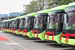 Hà Nội vận hành thêm 10 tuyến xe buýt điện với tổng số 288 phương tiện. (Ảnh: Việt Hùng/Vietnam+)
