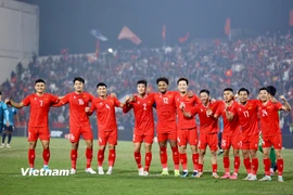 Đội tuyển Việt Nam bứt phá mạnh mẽ trên bảng xếp hạng FIFA tháng 12/2025. (Ảnh: Hoài Nam/Vietnam+)