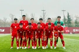 Đội tuyển U23 Việt Nam mở màn chiến dịch CFA Team China 2026 bằng trận hòa 1-1 với đối thủ U23 Cộng hòa Dân chủ Nhân dân Triều Tiên. (Ảnh: VFF)