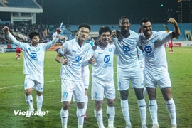 Đương kim vô địch Thép Xanh Nam Định giành chiến thắng 2-0 trước Thể Công-Viettel ngay trên sân Mỹ Đình. (Ảnh: Việt Anh/Vietnam+)