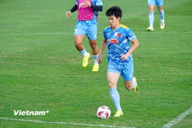 Đình Bắc trong buổi tập chiều 23/12 của đội tuyển U23 Việt Nam. (Ảnh: Việt Anh/Vietnam+)