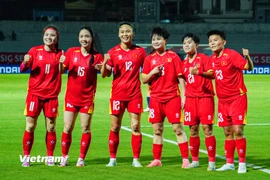 Đội tuyển Nữ Việt Nam giành chiến thắng đậm 6-0 trước Campuchia ở trận mở màn AFF Cup Nữ 2025. (Ảnh: Việt Anh/Vietnam+)