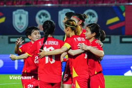 Đội tuyển Nữ Việt Nam toàn thắng sau hai lượt trận ở bảng A, AFF Cup Nữ 2025. (Ảnh: Việt Anh/Vietnam+)
