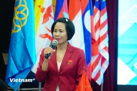 Bà Lê Thị Hoàng Yến, Phó Cục trưởng Cục Thể dục Thể thao Việt Nam, phát biểu tại sự kiện thông tin về Hội nghị Bộ trưởng ASEAN về Thể thao. (Ảnh: Việt Anh/Vietnam+)