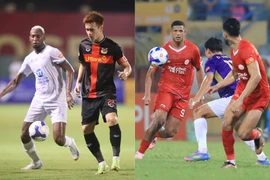 Tâm điểm của vòng 14 V-League là Derby Ninh Bình (trái) và Derby Thủ đô. (Ảnh: VPF)