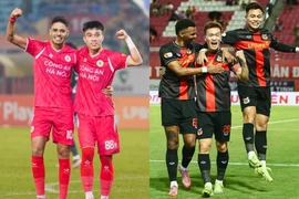 Hai đội bóng đang dẫn đầu V-League 2025/26 là Ninh Bình FC (phải) và Công an Hà Nội sẽ có màn đọ sức trên sân Hàng Đẫy.