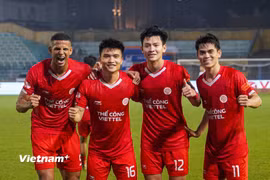 Thể Công-Viettel giành chiến thắng tối thiểu 1-0 trước Đông Á Thanh Hóa ở trận đấu sớm vòng 18 V-League. (Ảnh: Việt Anh/Vietnam+)