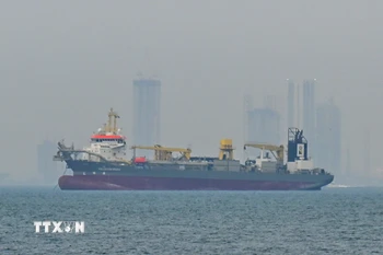 Tàu chở hàng thả neo ngoài khơi bờ biển Các tiểu vương quốc Arab Thống nhất (UAE) do tuyến đường hàng hải bị gián đoạn ở eo biển Hormuz khi xung đột bùng phát giữa Mỹ-Israel và Iran, ngày 2/3/2026. (Ảnh: Anadolu Agency/TTXVN)
