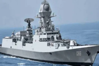 Tàu khu trục Ấn Độ tham gia tập trận. (Ảnh: Hải quân Ấn Độ)