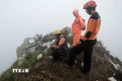 Hiện trường vụ rơi máy bay trên núi Bulusaraung, Nam Sulawesi, Indonesia. (Nguồn: THX/TTXVN)