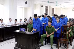 Các bị cáo tại phiên tòa. (Ảnh: Thế Duyệt/TTXVN)