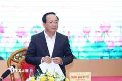 Ông Trịnh Văn Quyết, Bí thư Trung ương Đảng, Trưởng Ban Tuyên giáo và Dân vận Trung ương, phát biểu chỉ đạo buổi làm việc. (Ảnh: Phương Hoa/TTXVN)