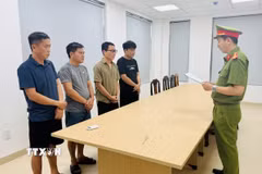 Công an thành phố Huế khởi tố, bắt tạm giam các đối tượng có hành vi “Tổ chức đánh bạc và đánh bạc,” dưới hình thức cá độ bóng đá qua mạng internet. (Ảnh: TTXVN phát)