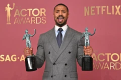 Tài tử Michael B. Jordan trên thảm đỏ Actors Awards 2026. (Nguồn: AFP)